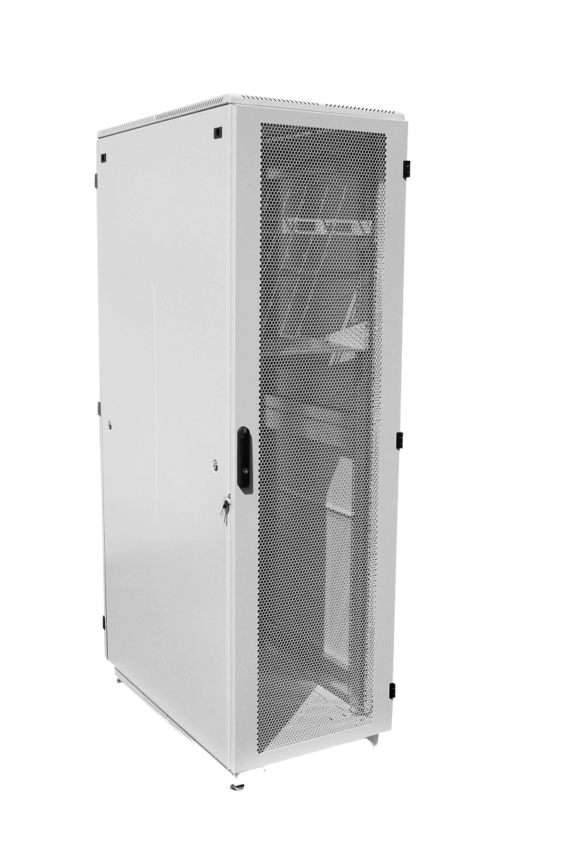 Шкаф телекоммуникационный напольный 38U (600 × 1000) дверь перфорированная 2 шт., цвет чёрный