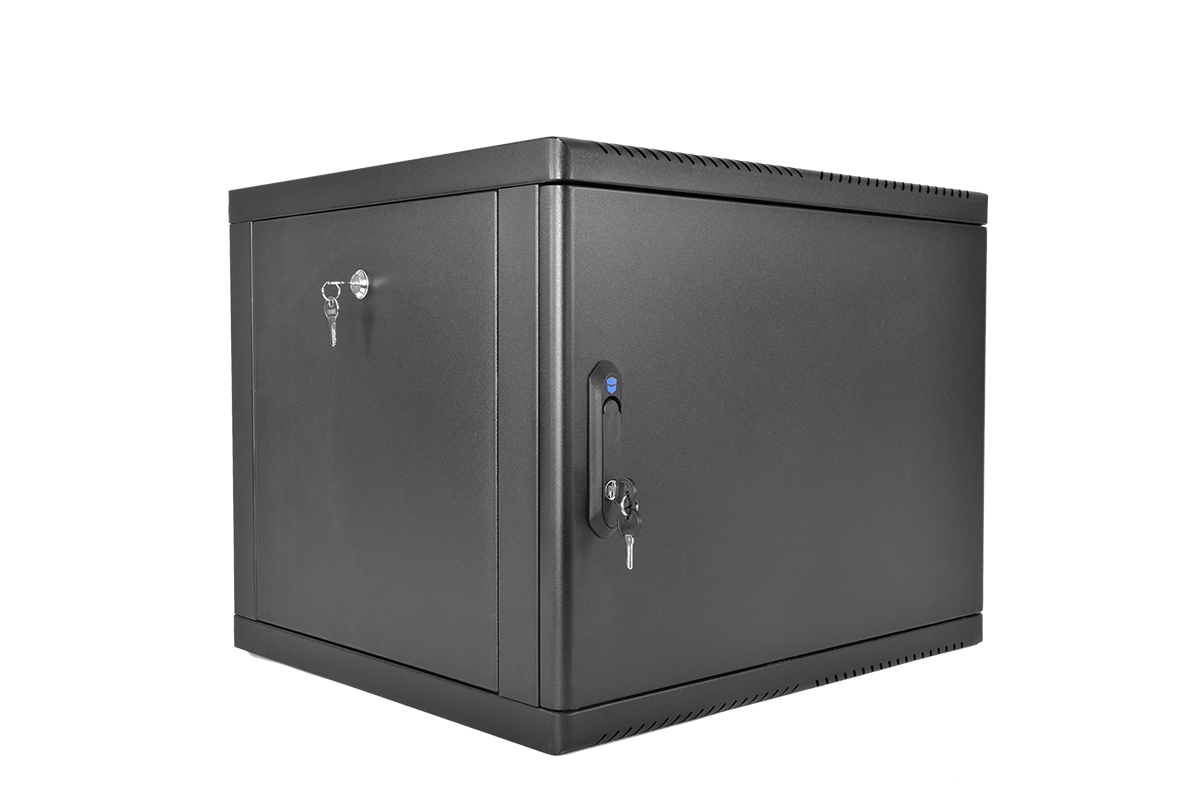 Шкаф телекоммуникационный настенный разборный 9U (600×520) съемные стенки, дверь металл, цвет черный