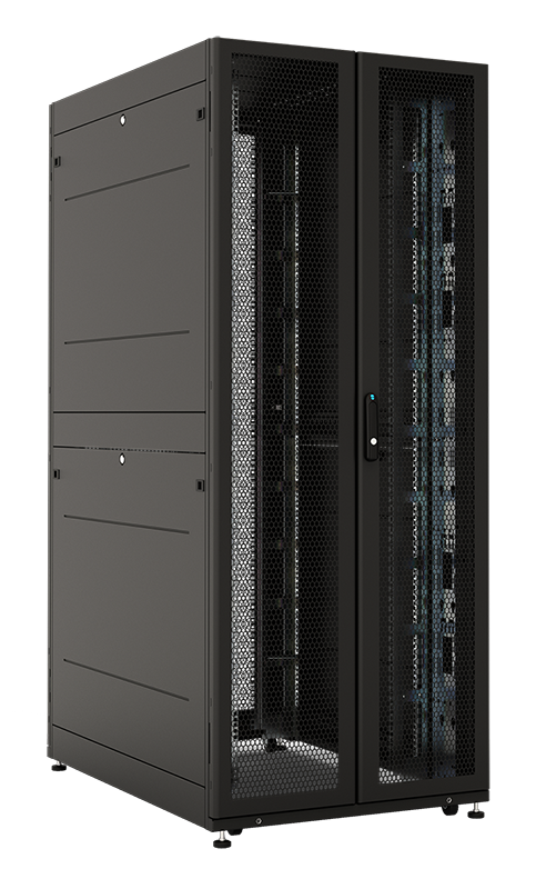 Шкаф серверный ПРОФ напольный 42U (800 × 1000) двери двойные перф. 2 шт., черный, в сборе