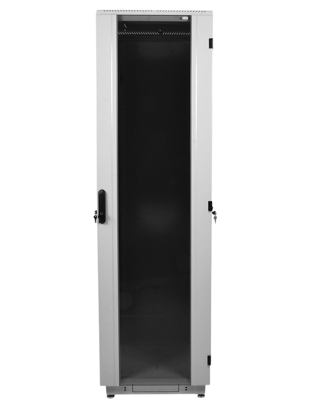 Шкаф телекоммуникационный напольный 42U (800 × 800) дверь стекло, цвет чёрный