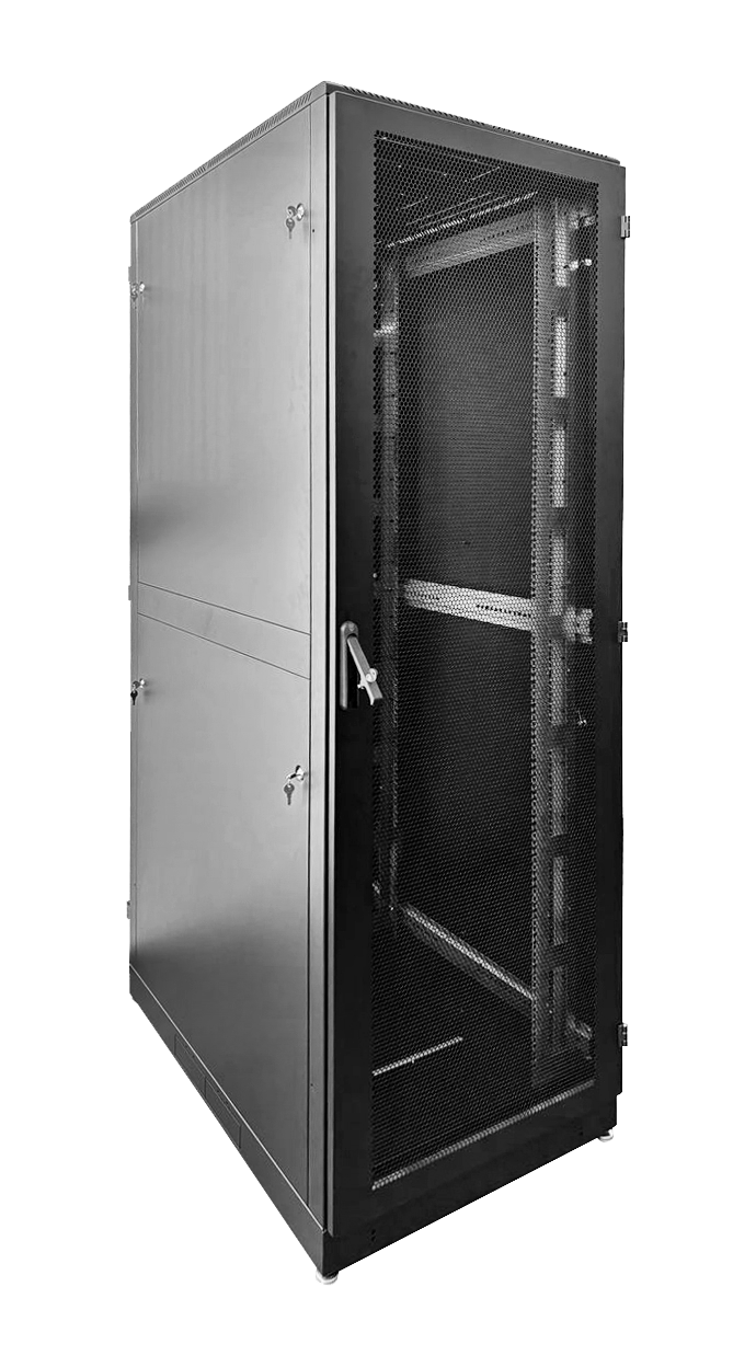 Шкаф серверный напольный 42U (600 × 1200) дверь перфорированная 2 шт., цвет черный