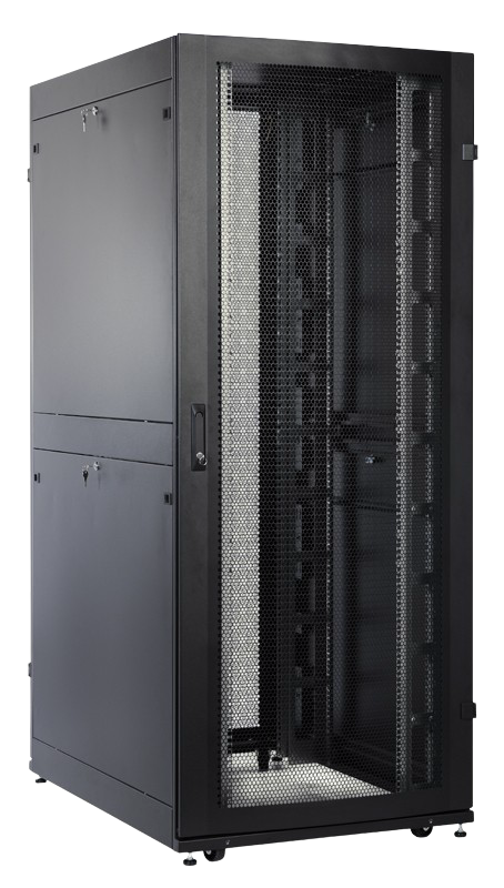 Шкаф серверный ПРОФ напольный 42U (800x1200) дверь перфор. 2 шт., черный, в сборе