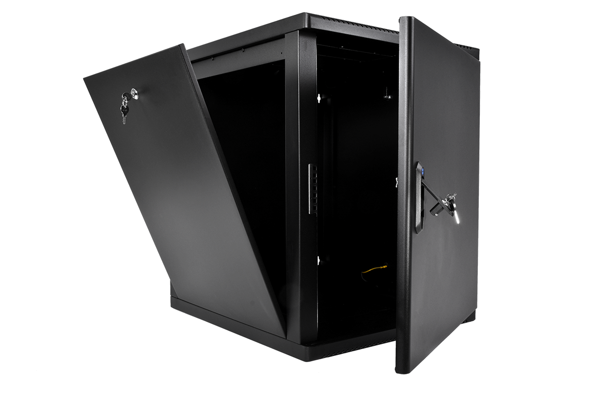 Шкаф телекоммуникационный настенный разборный 15U(600×650) съемные стенки, дверь металл, цвет черный