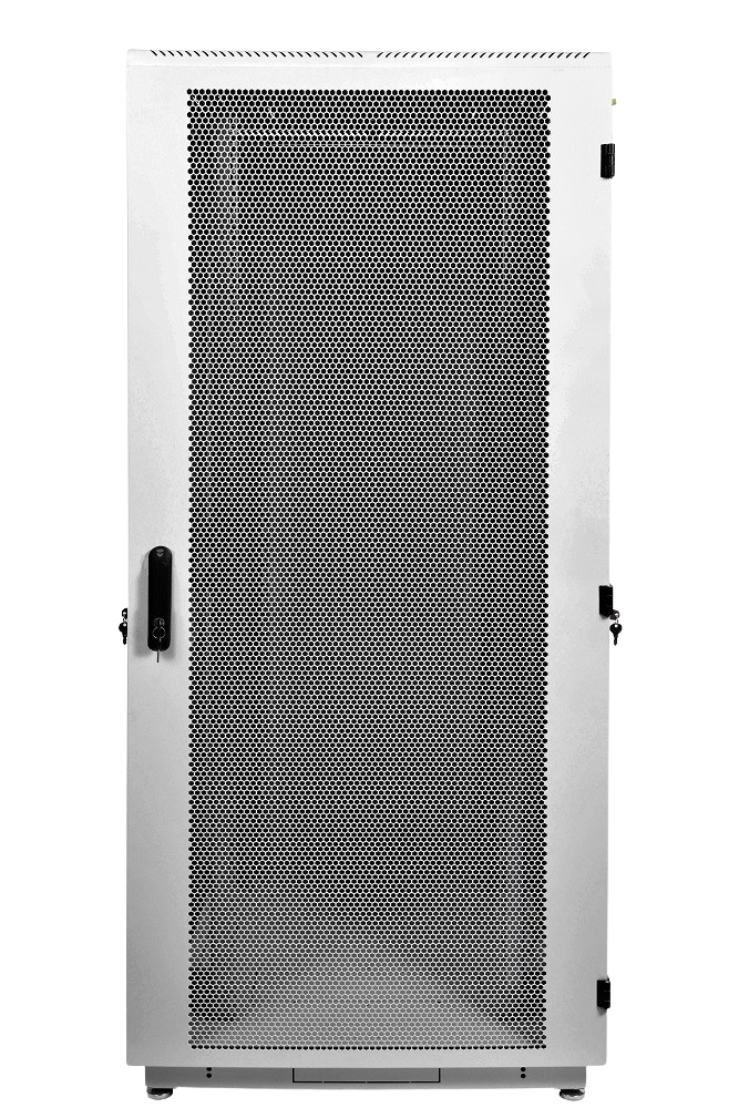Шкаф телекоммуникационный напольный 42U (800 × 1000) дверь перфорированная 2 шт., цвет чёрный от ЦМО