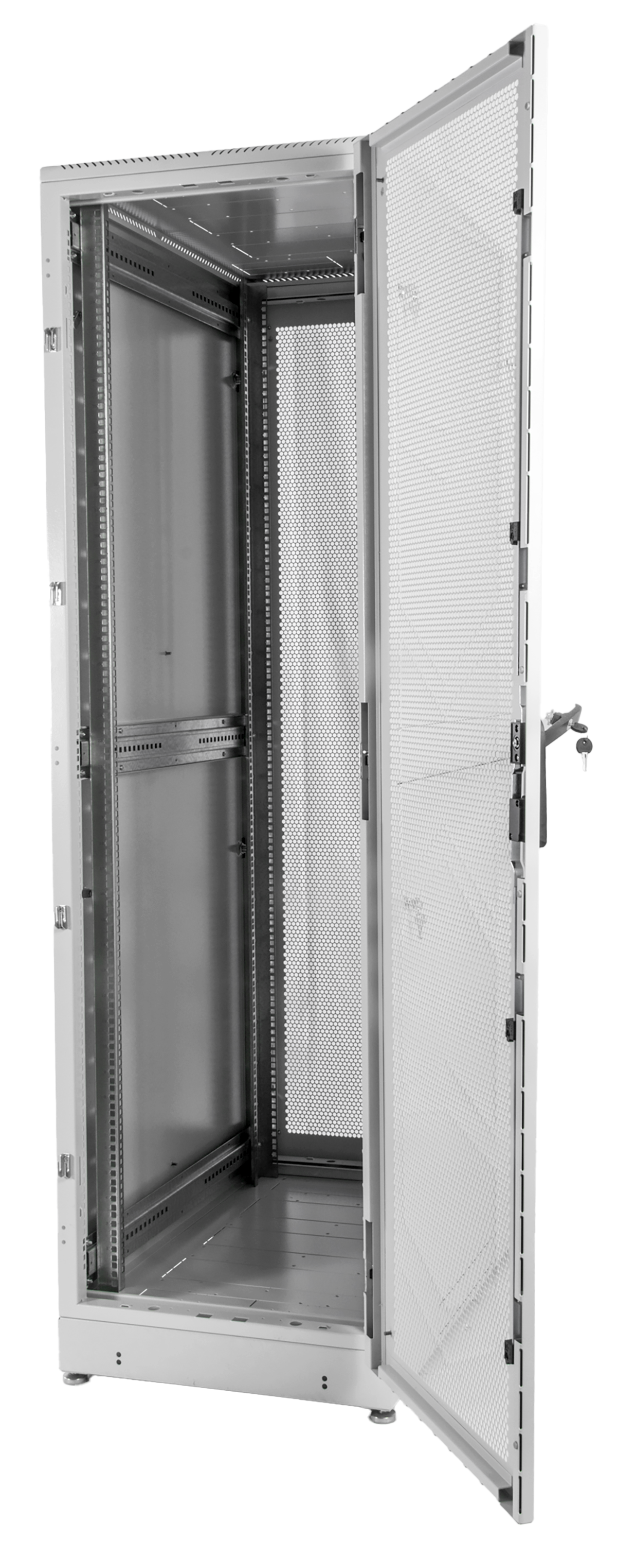 Шкаф серверный напольный 42U (600 × 1000) дверь перфорированная, задние двойные перф., цвет черный