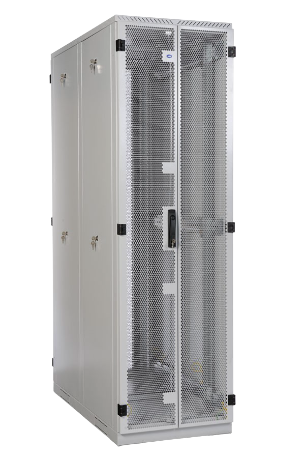 Шкаф серверный напольный 42U (800 × 1000) дверь перфорированная, задние двойные перфорированные от ЦМО