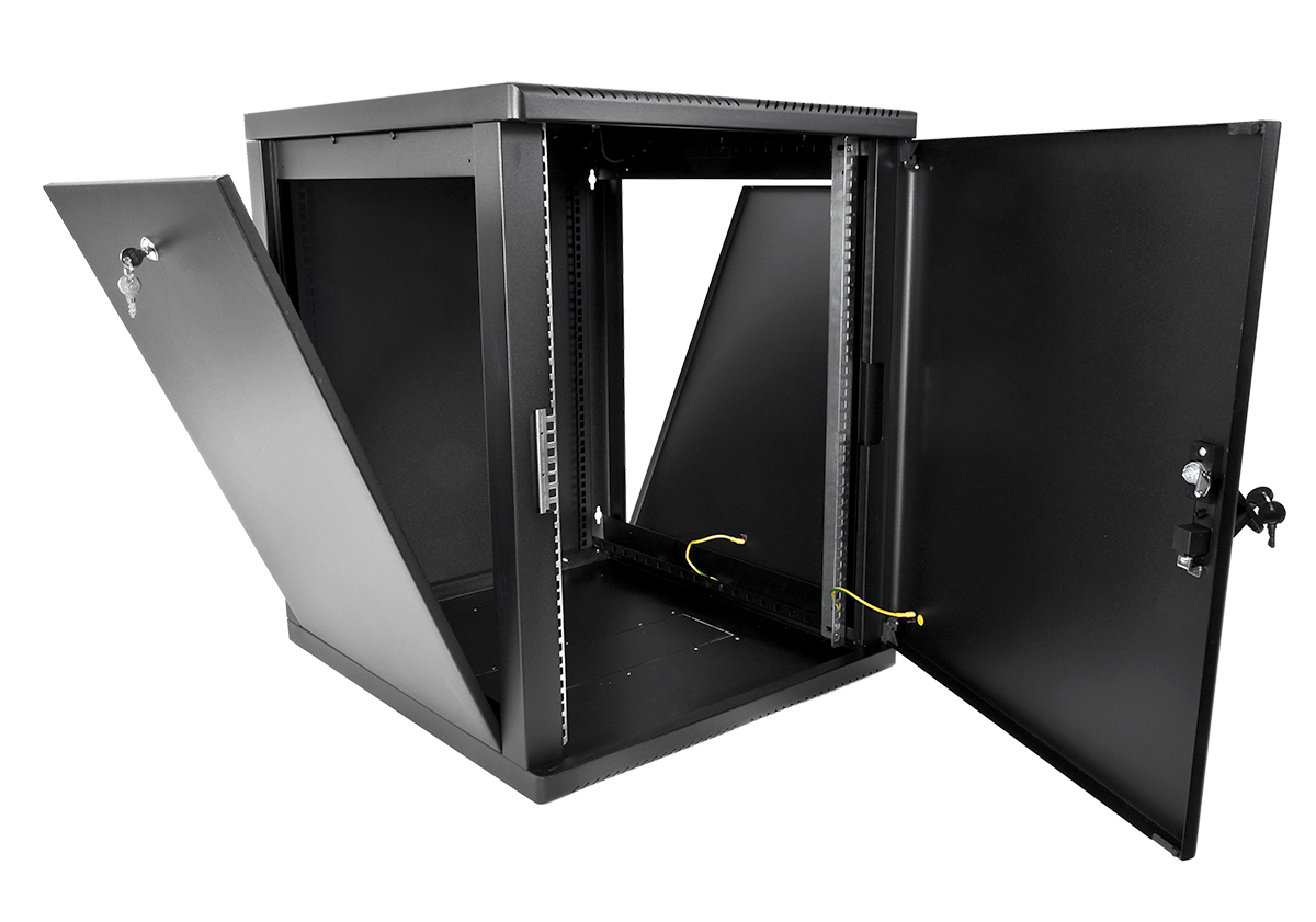 Шкаф телекоммуникационный настенный разборный 12U(600×650) съемные стенки, дверь металл, цвет черный