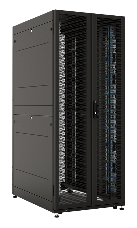 Шкаф серверный ПРОФ напольный 48U (800 × 1000) двери двойные перф. 2 шт., черный, в сборе