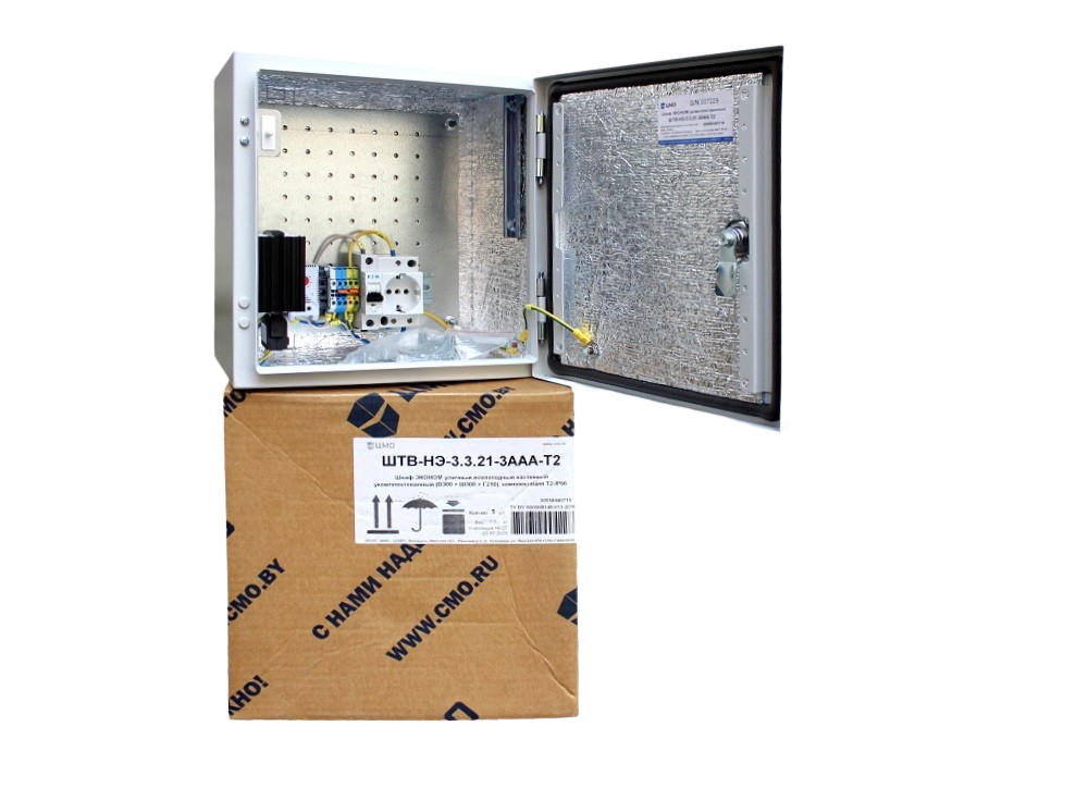 Шкаф ЭКОНОМ уличный всепогодный настенный укомплектованный (В400 × Ш400 × Г250),комплектация T2-IP66 от ЦМО