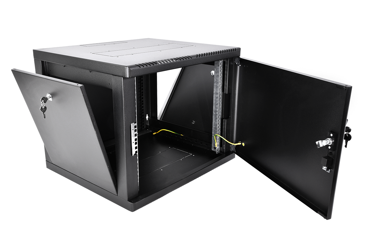 Шкаф телекоммуникационный настенный разборный 9U (600×520) съемные стенки, дверь металл, цвет черный