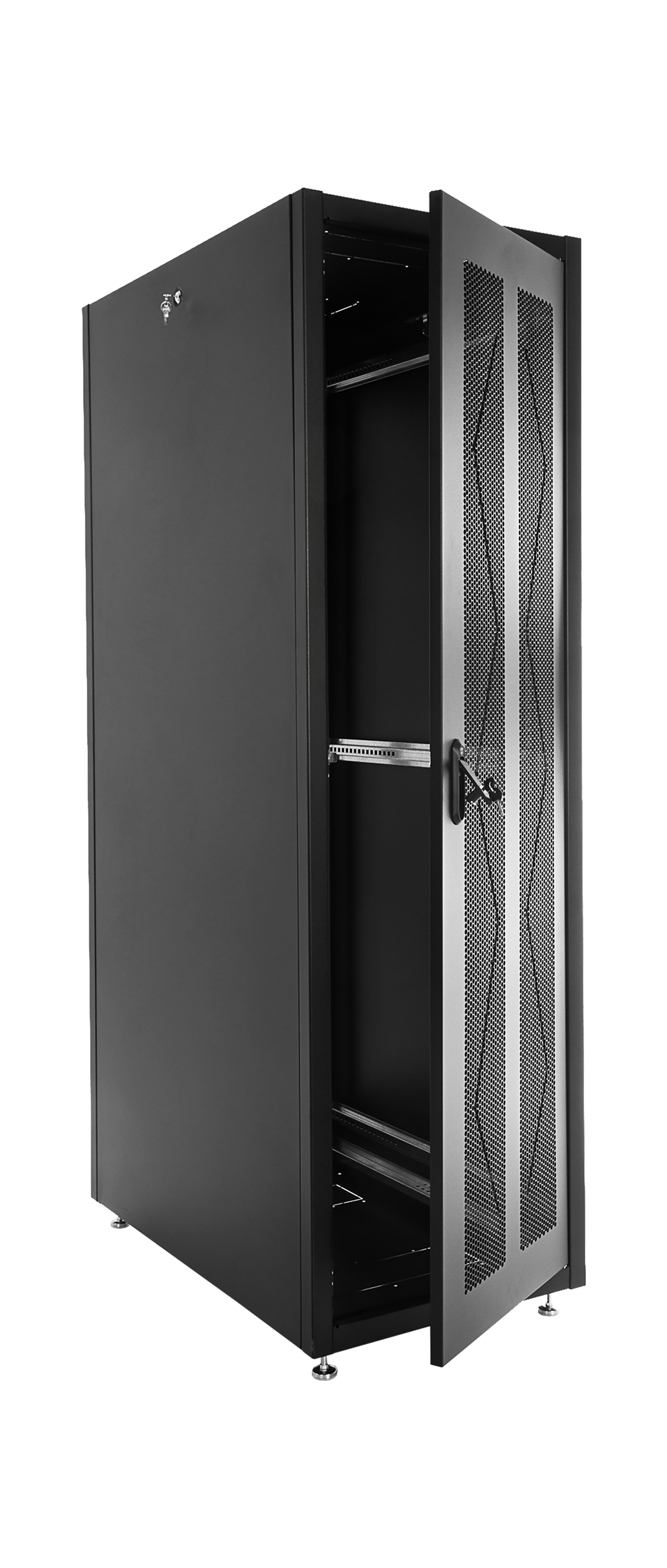 Шкаф телекоммуникационный напольный ЭКОНОМ 42U (600 × 800) дверь перфорированная 2 шт., цвет черный от ЦМО