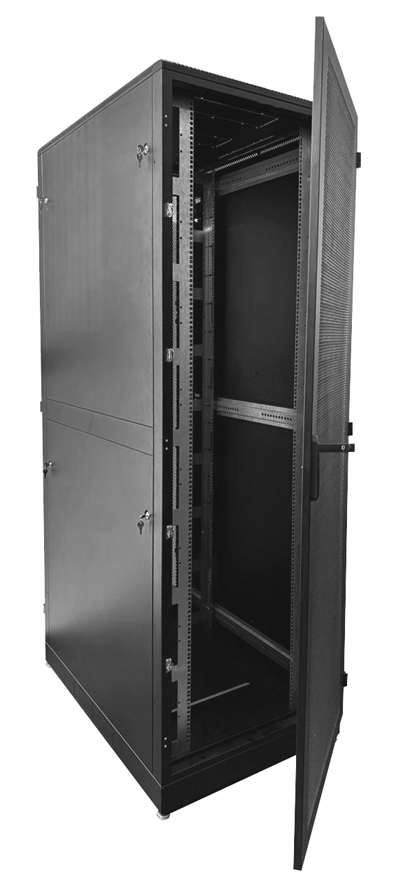 Шкаф серверный напольный 48U (600 × 1000) дверь перфорированная 2 шт., цвет черный