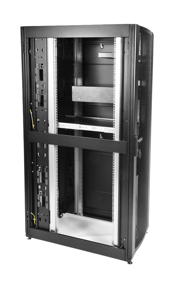 Шкаф серверный ПРОФ напольный 42U (600x1000) дверь перфор., задние двойные перфор., черный, в сборе от ЦМО