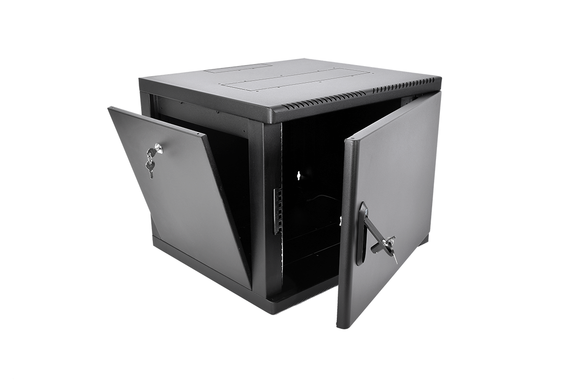 Шкаф телекоммуникационный настенный разборный 9U (600×650) съемные стенки, дверь металл, цвет черный