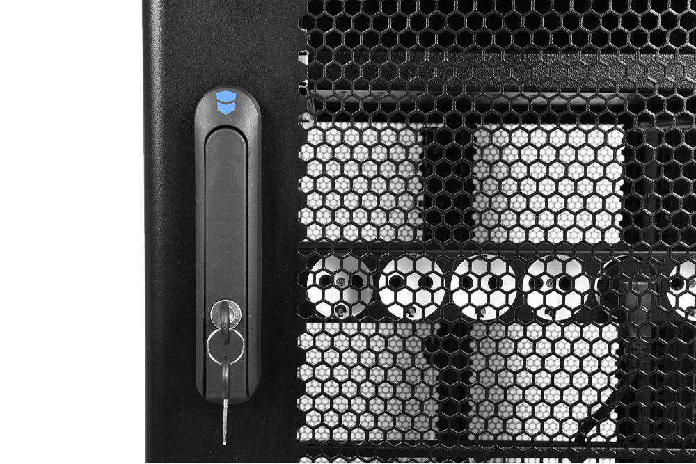 Шкаф серверный ПРОФ напольный 48U (800x1000) дверь перфор., задние двойные перфор., черный, в сборе от ЦМО