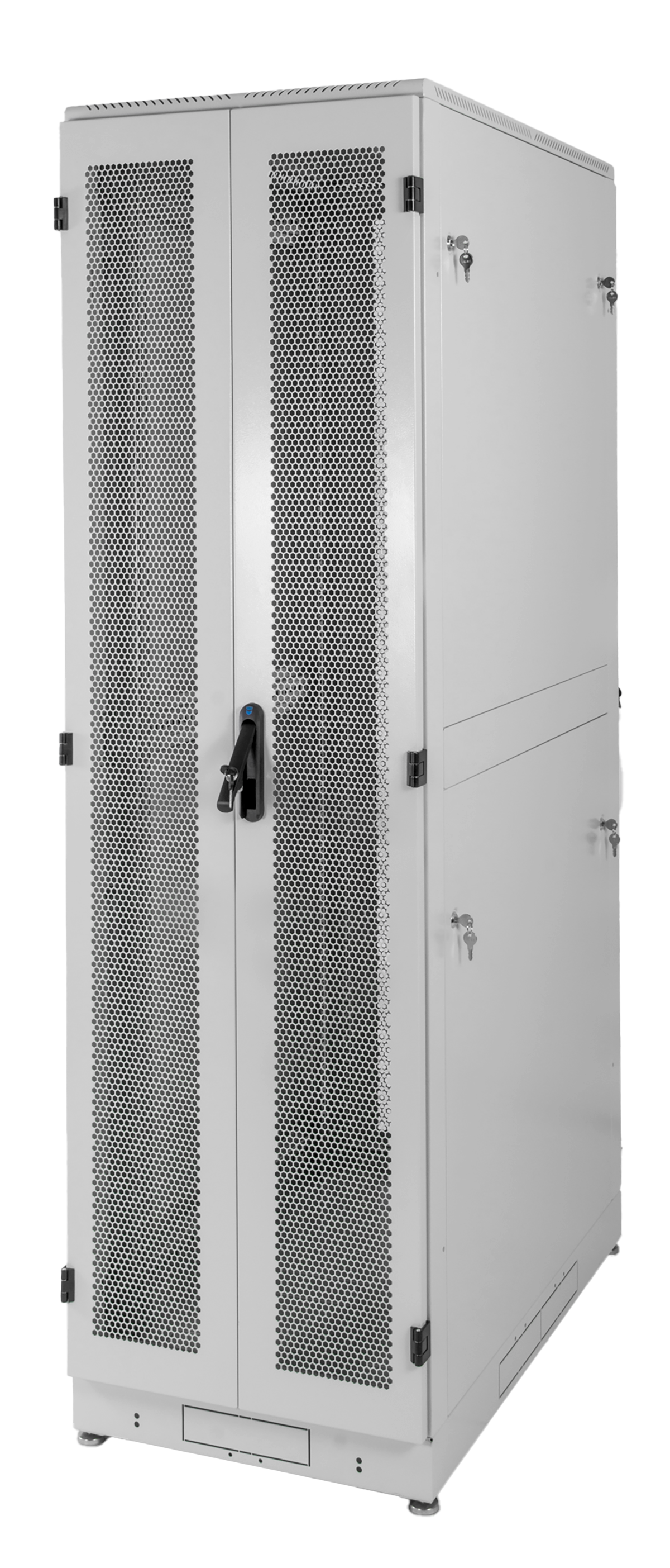Шкаф серверный напольный 42U (600 × 1200) дверь перфорированная, задние двойные перф., цвет черный
