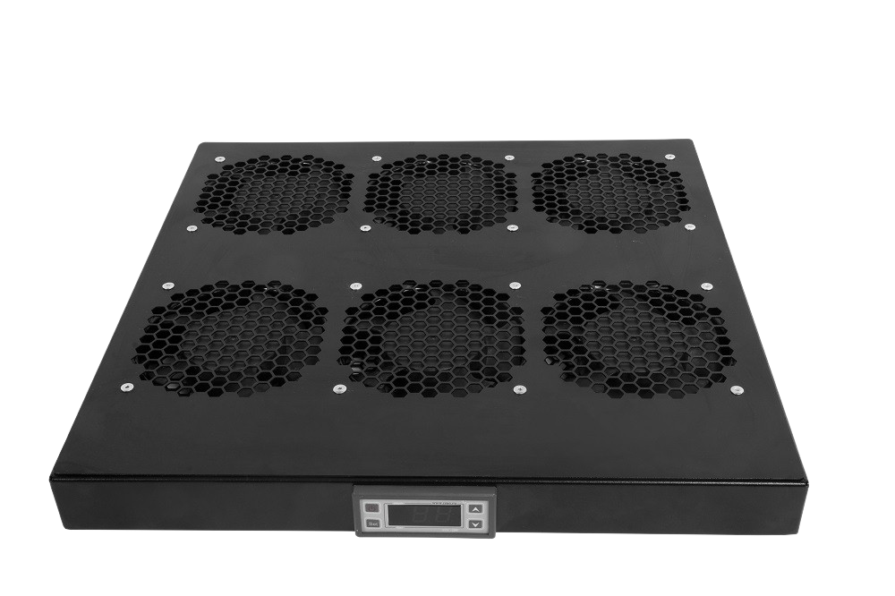 Модуль вентиляторный 19" 1U, 6 вентиляторов, регул. глубина 390-750 мм с контроллером, чёрный от ЦМО