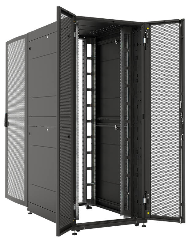 Шкаф серверный ПРОФ напольный 48U (800 × 1000) двери двойные перф. 2 шт., черный, в сборе