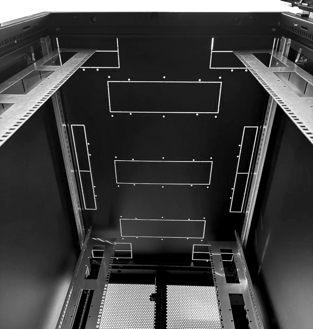 Шкаф серверный напольный 48U (600 × 1000) дверь перфорированная 2 шт., цвет черный